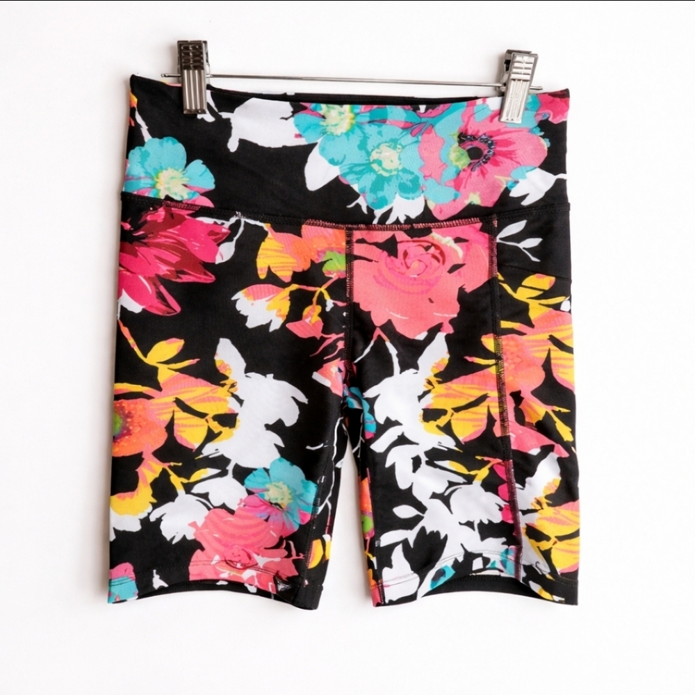 NWT Calvin Klein Performance High Waist Bright Floral Bike Short, Size XS